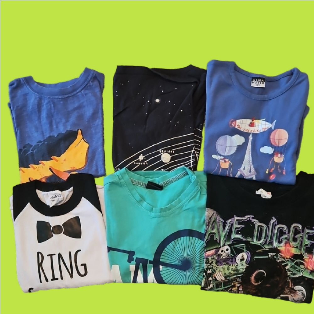 Six Assorted Kids T-Shirts Sizes 5 + 6